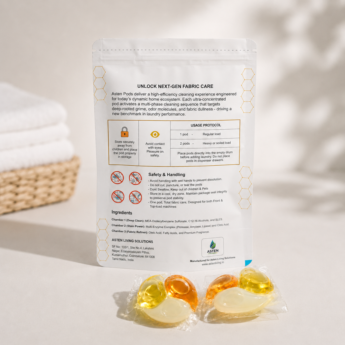 Asten Pods Premium 3-in-1 Laundry Detergent Pods 21PC