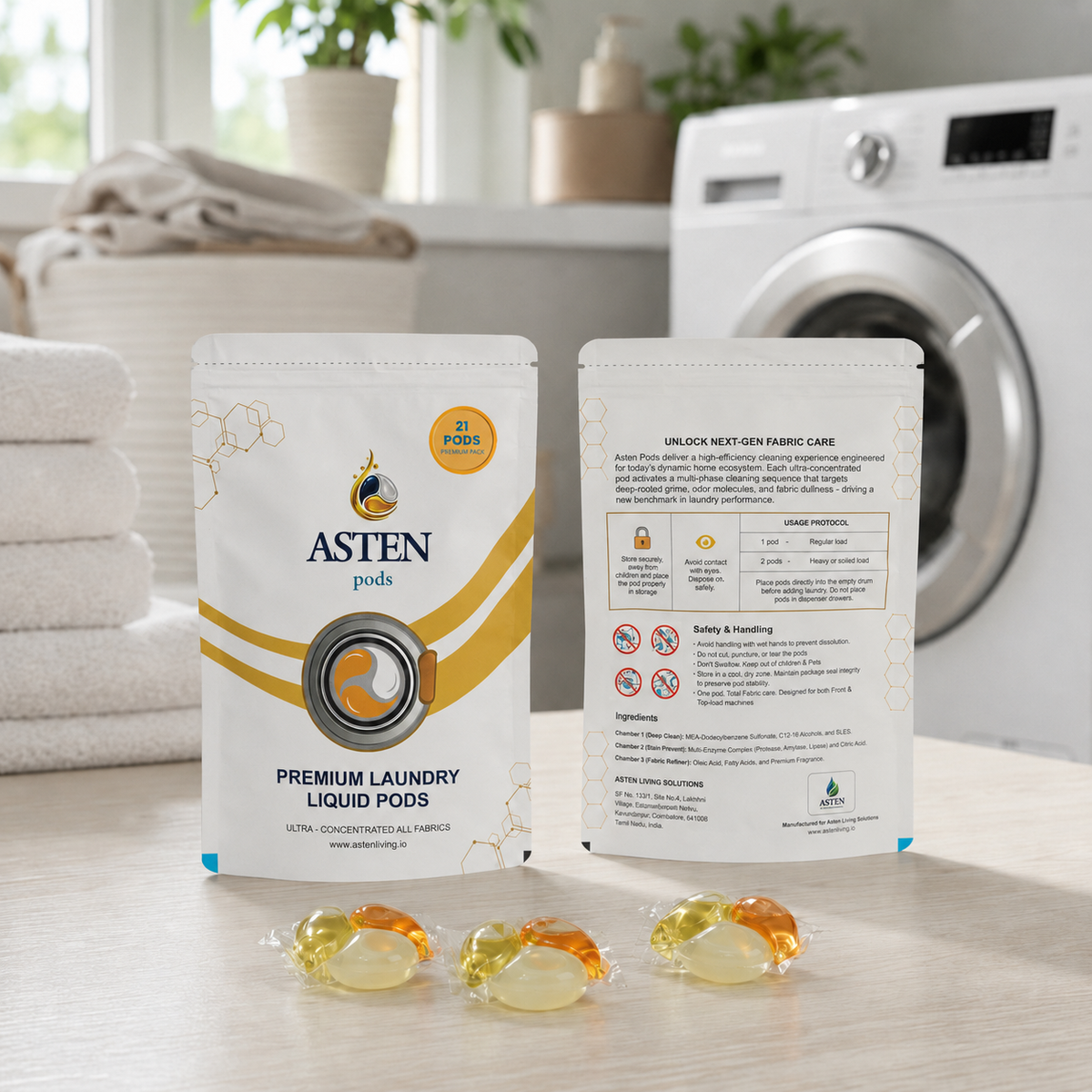 Asten Pods Premium 3-in-1 Laundry Detergent Pods 21PC